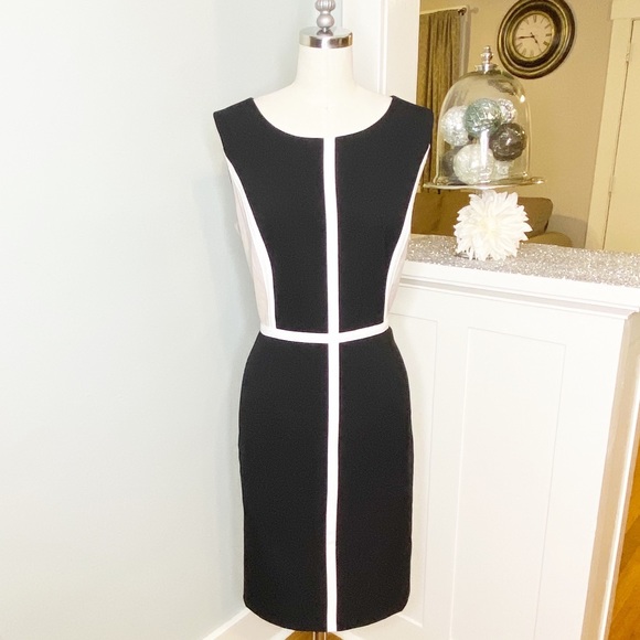 Calvin Klein Dresses & Skirts - Calvin Klein Black & Tan Colorblock Sheath Dress
